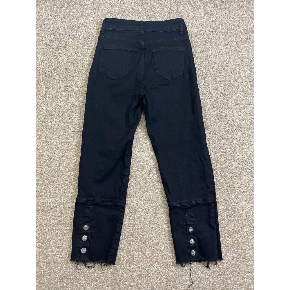 Céline Jeans Black Straight Jean Size S Botón - Picture 2 of 10